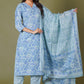 Blue Symphony Handblock Print Cotton Suit Set