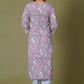 Lilac Mist Floral Handblock Cotton Suit Set