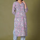 Lilac Mist Floral Handblock Cotton Suit Set