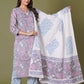 Lilac Mist Floral Handblock Cotton Suit Set