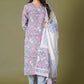 Lilac Mist Floral Handblock Cotton Suit Set