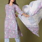 Lilac Mist Floral Handblock Cotton Suit Set