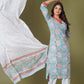 Azure Floral Block Print Cotton Suit Set