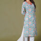 Azure Floral Block Print Cotton Suit Set