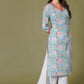 Azure Floral Block Print Cotton Suit Set