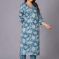 Aqua Grace Handblock Cotton Suit Set - Himdim Wear