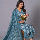 Aqua Grace Handblock Cotton Suit Set - Himdim Wear