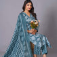 Aqua Grace Handblock Cotton Suit Set - Himdim Wear