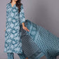 Aqua Grace Handblock Cotton Suit Set - Himdim Wear