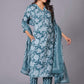 Aqua Grace Handblock Cotton Suit Set - Himdim Wear