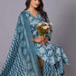 Aqua Grace Handblock Cotton Suit Set - Himdim Wear