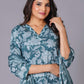 Aqua Grace Handblock Cotton Suit Set - Himdim Wear