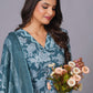 Aqua Grace Handblock Cotton Suit Set - Himdim Wear