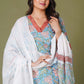 Azure Floral Block Print Cotton Suit Set - Himdim Wear