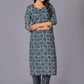 Azure Geometric Bloom Cotton Suit Set - Himdim Wear