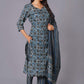 Azure Geometric Bloom Cotton Suit Set - Himdim Wear