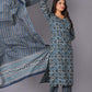 Azure Geometric Bloom Cotton Suit Set - Himdim Wear
