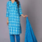 Azure Tie-Dye Pure Cotton Suit Set - Himdim Wear