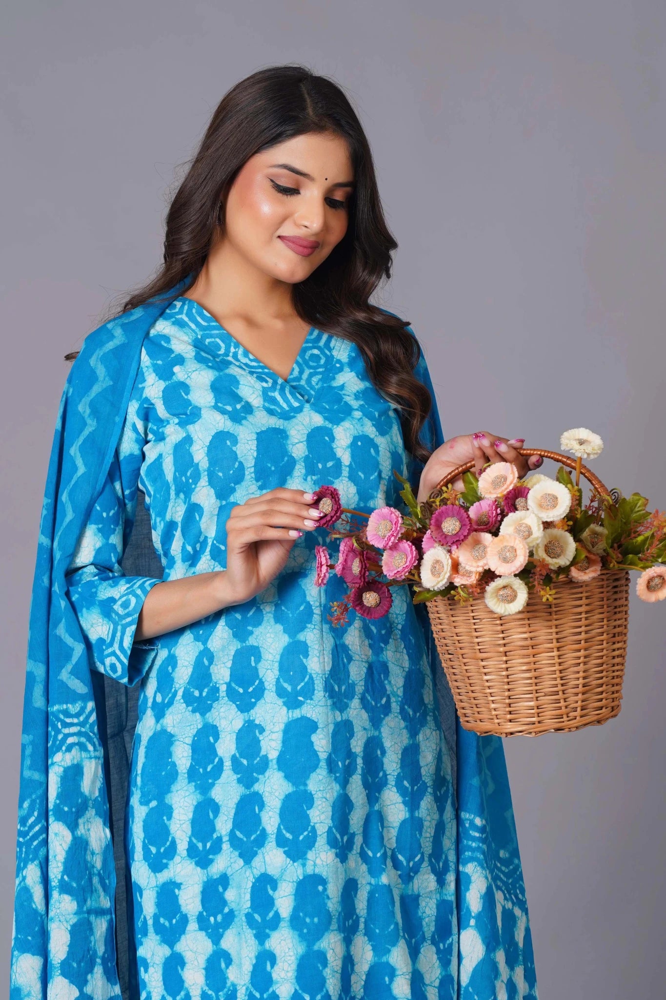 Azure Tie-Dye Pure Cotton Suit Set - Himdim Wear