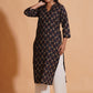 Black Elegance V-Neck Kurta - Himdim Wear