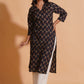 Black Elegance V-Neck Kurta - Himdim Wear