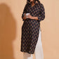 Black Elegance V-Neck Kurta - Himdim Wear
