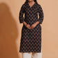 Black Elegance V-Neck Kurta - Himdim Wear