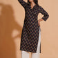 Black Elegance V-Neck Kurta - Himdim Wear