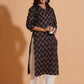 Black Elegance V-Neck Kurta - Himdim Wear