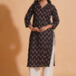 Black Elegance V-Neck Kurta - Himdim Wear