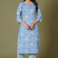 Blue Symphony Handblock Print Cotton Suit Set - Himdim Wear