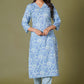 Blue Symphony Handblock Print Cotton Suit Set - Himdim Wear