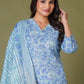 Blue Symphony Handblock Print Cotton Suit Set - Himdim Wear