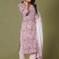 Blush Aura Handblock Floral Cotton Suit Set - Himdim Wear