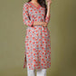 Crimson Bloom Handblock Cotton Suit Set - Himdim Wear