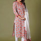Crimson Bloom Handblock Cotton Suit Set - Himdim Wear