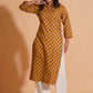 Golden Mustard Floral Kurta - Himdim Wear