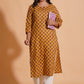 Golden Mustard Floral Kurta - Himdim Wear