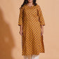 Golden Mustard Floral Kurta - Himdim Wear