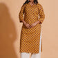 Golden Mustard Floral Kurta - Himdim Wear