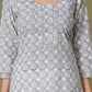 Grey Floral Handblock Printed Straight Kurta for Women – Soft Cotton Ethnic Wear - Himdim Wear