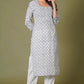 Grey Floral Handblock Printed Straight Kurta for Women – Soft Cotton Ethnic Wear - Himdim Wear