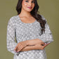 Grey Floral Handblock Printed Straight Kurta for Women – Soft Cotton Ethnic Wear - Himdim Wear