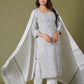 Grey Floral Handblock Printed Straight Kurta for Women – Soft Cotton Ethnic Wear - Himdim Wear
