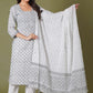 Grey Floral Handblock Printed Straight Kurta for Women – Soft Cotton Ethnic Wear - Himdim Wear