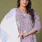 Lilac Mist Floral Handblock Cotton Suit Set - Himdim Wear
