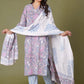 Lilac Mist Floral Handblock Cotton Suit Set - Himdim Wear