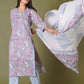 Lilac Mist Floral Handblock Cotton Suit Set - Himdim Wear