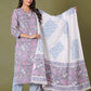 Lilac Mist Floral Handblock Cotton Suit Set - Himdim Wear