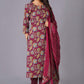 Maroon Finesse Handblock Cotton Kurta Set - Himdim Wear